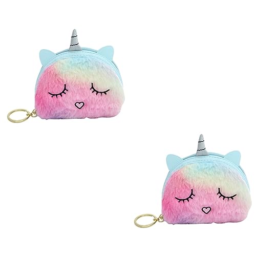 WRITWAA 2stücke Unicorn Geldbörse Mini-münzbeutel Für Damen Niedlicher Plüsch Geldbeutel Für Mädchen Handtasche Für Alltag Für Schule Shopping Und Reisen Farbe Zufällig von WRITWAA