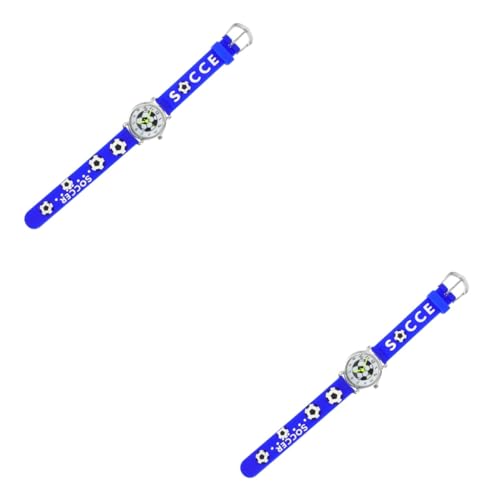 WRITWAA 2stücke Cartoon Fußballmuster Armbanduhr Für Junge Mädchen Robuste Und Stilvolle Quarzuhr Mit Hochwertigem Silikonband Für Jungen Und Mädchen Fördert Das Zeitverständnis von WRITWAA