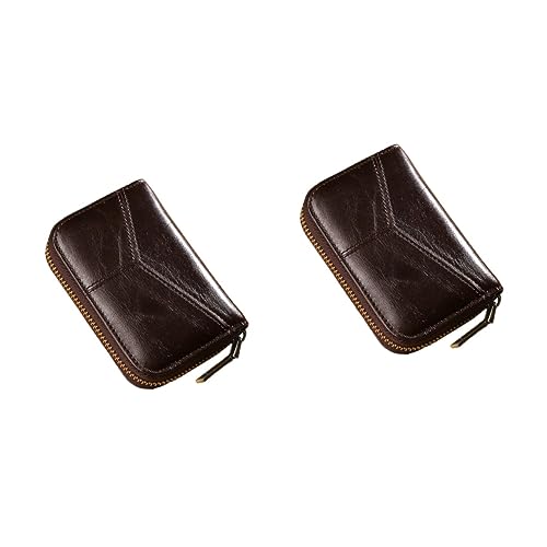 WRITWAA 2stücke Leder Münzbeutel Mit Reißverschluss Multifunktionale Geldbörse Für Karten Geld Und Ausweise Für Männer Und Frauen Kompakte Tragetasche Kaffee Farbe von WRITWAA