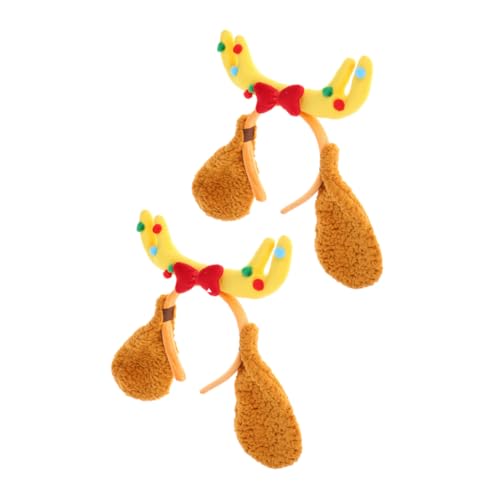 WRITWAA 2stücke Rentiergeweih-stirnband Mit Hundeohren Pelziges Plüsch-haarband Elastisches Stirnband Für Erwachsene Verkleidungs-accessoire Für Partys von WRITWAA