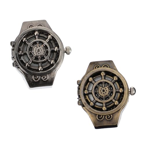 WRITWAA 2stücke Retro Kreative Fingeruhr Flexibler Ringuhr Und Elektronische -Uhr Dekorative Zeitmesser Für Damen Und Herren Stilvolle Armbegleiter Für Jeden Anlass von WRITWAA
