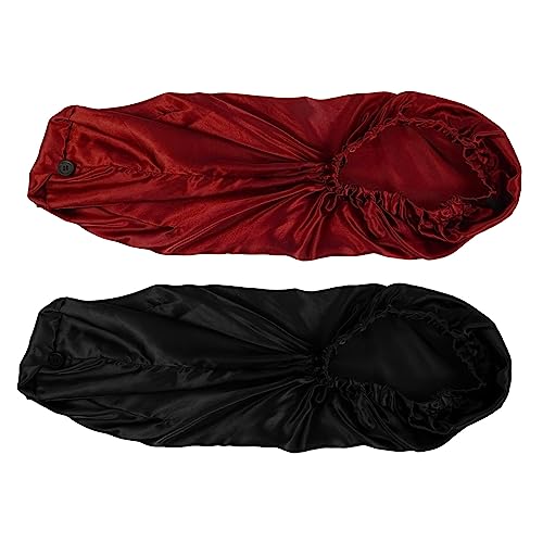 WRITWAA 2stücke Satin Langzylinder-nachtmützen Mit Schnalle Beauty Haarhüte Für Damen Haarpflegehauben Aus Hochwertigem Satinmaterial Langlebig Und Praktisch von WRITWAA