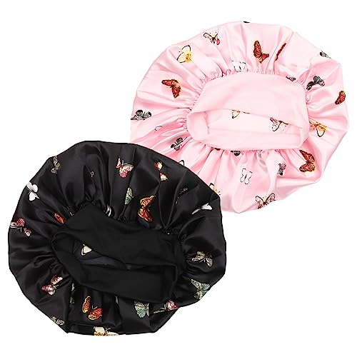 WRITWAA 2stücke Satinhaube Haubenmütze Schlafmütze Für Langes Und Lockiges Haar Satin Cap Zum Schlafen Und Haare Schützen Bequeme Nachtmütze Für Damen Und Mädchen von WRITWAA
