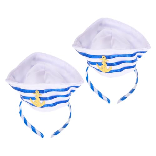 WRITWAA 2stücke Teiliges Matrosen-haarband Captain Hut Haarreifen Nautisches Kostümzubehör Für Partys Und Mottopartys Unisex Blau Bequem Und Kreativ von WRITWAA