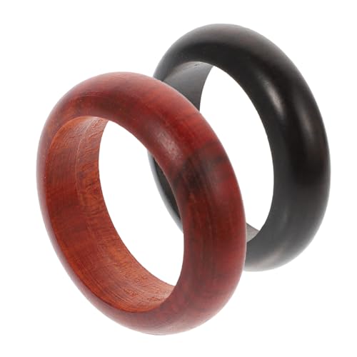 WRITWAA 2stücke Holzfinger-ringe Vintage Dekorationsringe Aus Edlem Holz Kreative Fingeraccessoires Für Damen Und Herren Zum Basteln Und Für Freunde Einfache Und Stilvolle Holzringe von WRITWAA