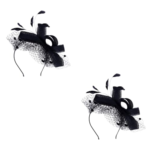 WRITWAA 2stücke Vintage Mesh Fascinator Hut Mit Schleife Handgefertigter Netzhut Für Retro-banquet Und Cocktail-partys Elegantes Haaraccessoire Für Frauen Schwarze Farbe Leicht Und von WRITWAA