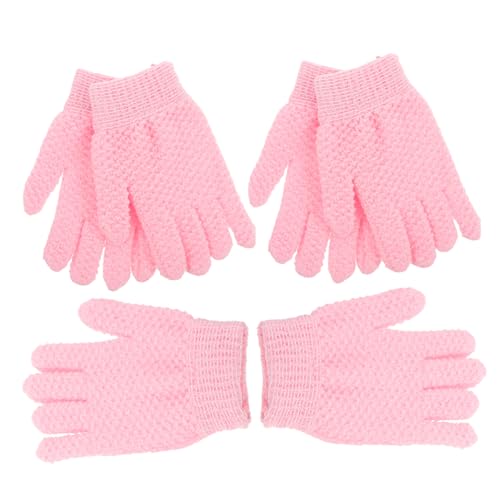 WRITWAA 3 Paar Rückenmassagehandschuhe Badezubehör Peeling Badehandschuhe Haushaltshandschuhe Körperschrubber Für Männer Körperschrubber Duschgelhandschuhe Spülhandschuhe Rosa Nylon von WRITWAA