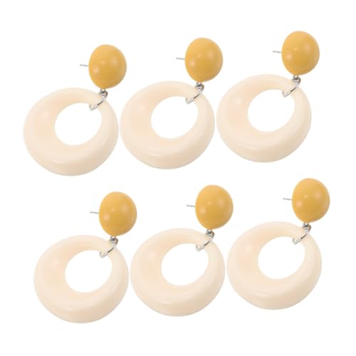 WRITWAA 3 Paare Geometrische Ohrstecker Runde Hohlform Modisch Langlebig Farbenfroh Vielseitig Kombinierbar Damen Schmuck Für Büro Party von WRITWAA