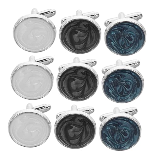 WRITWAA 3 Paare Runde Kreative Manschettenknöpfe für Herren Glänzende Business Accessoires in Blau Hemdknöpfe für Anzug Hochzeit Büro und Formelle Anlässe von WRITWAA
