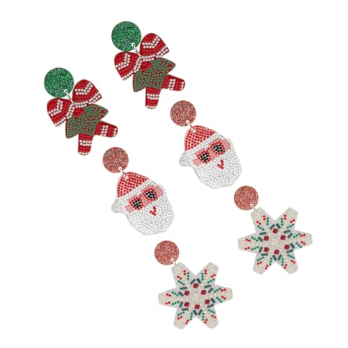 WRITWAA 3paare Weihnachtsohrringe Für Damen Tropfenohrringe Set Schneeflocken Und Schleifen Design Feiertagsschmuck Hängende Ohrringe Für Frauen von WRITWAA
