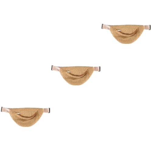 WRITWAA 3 STK Brusttasche Aus Stroh Vintage-Korb-geldbörse Hüfttasche, Umhängetasche Sack Shopping-hüfttasche Sommer Strandhandtasche Taschen Sommer Hüfttasche Vlies Dark Brown Kunstleder von WRITWAA