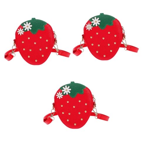 WRITWAA 3stücke Erdbeer Umhängetasche Für Mädchen Kleine Schultertasche Im Erdbeerdesign Praktisches Accessoire Für Shoppen Und Verschenken Langlebig Und Modisch von WRITWAA