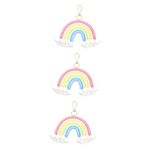 WRITWAA 3 STK Regenbogen-Schlüsselanhänger Makramee-Schlüsselanhänger Tragekette zum Aufhängen schlüsselanhänger geflochten schlüsselkette Regenbogen-Anhänger Schlüsselbund Baumwollseil von WRITWAA