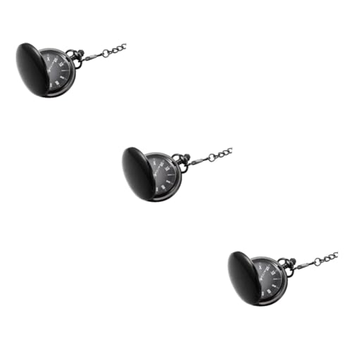WRITWAA Taschenuhr Kunststoff 3 STK Taschenuhr Anhänger Jahrgang Betrachten Kette Fob Beobachten Digitaluhr Retro Styles Genschenkideen Armbanduhr Herren Black Mechanische Taschenuhr von WRITWAA