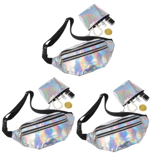 WRITWAA Multifunktionale Hüfttasche 3er-Pack Fischschuppen-reißverschluss-geldbörse Damen-Reise-gürteltasche Sport-Bauchtasche Modisches Accessoire Für Partys von WRITWAA