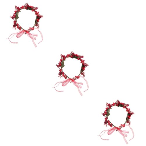 WRITWAA 3 Stck Weihnachtskranz Haarschmuck Rote Simulationsbeeren Kopfband Braut Haarschmuck Festlicher Kopfschmuck für Weihnachten und Hochzeiten Damen und Mädchen von WRITWAA