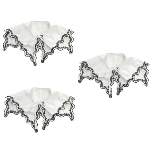 WRITWAA 3 Stk Falscher Kragen Elegante Blusen Für Damen Abnehmbarer Gefälschter Kragen Stilvoller Kleidungskragen Anzughemd Für Damen Gefälschter Kragen Für Frauen Damenhemd Baumwolle Weiß von WRITWAA