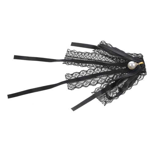 WRITWAA 3 Stk Krawatte Brosche Perle Uniform Stift bolo Kragen seidenband ribbon wedding y ruthe weihnachten mutteetag schmuck halskette herren kleider binden Schleife Fliege Spitze Black von WRITWAA