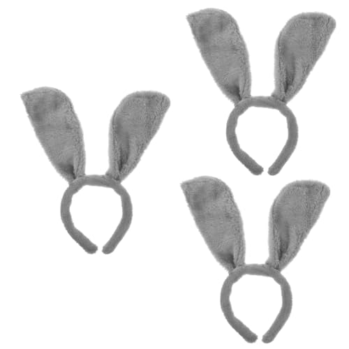 WRITWAA 3 Stk Stirnband mit Tierohren Plüsch Hasenohren Haarschmuck für Babys tierohren haarreif tier ohren haarreif All-Match-Haarband Requisiten für Haarschmuck Polyester Grey von WRITWAA