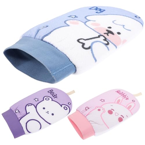 WRITWAA 3 Stück Badetuch Körperpeeling Handschuhe Sanft waschen Fausthandschuh Peeling-Körper Handschuh-Peeling für den Körper Körperschrubbungshandschrupp Peeling-Duschhandschuh Polyester von WRITWAA