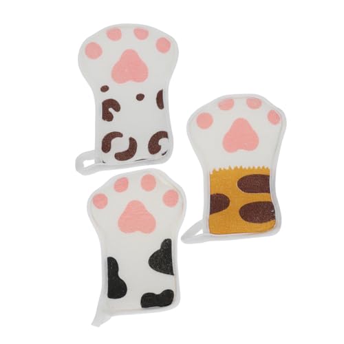 WRITWAA 3 Stück Bärenklaue Badetuch Wiederverwendbare Babytücher Waschhandschuh Badepeeling Baumwolle Babytücher Babywaschlappen Kinderwaschlappen Tier Babybad Kleine Neugeborene Süße von WRITWAA