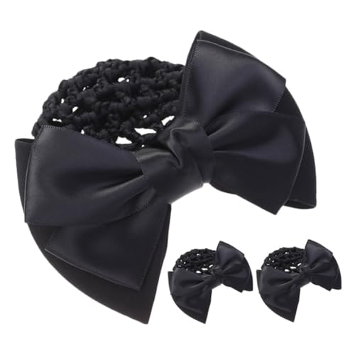 WRITWAA 3 Stück Elastisches Teiliges Haarnetz mit Schleifen Clip Netz Dutt Abdeckung für Damen Sicherer Sitz Passend Langlebiges Material Modischer Haarnetz Barette für Ballett Beruf Tanz von WRITWAA