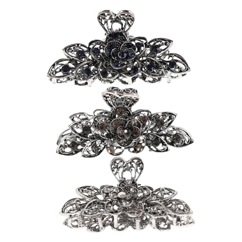 WRITWAA 3stücke Große Quadratische Metall-haarklammern Für Damen Extra Große Jumbo-klammern Mit Blumenmuster-design Starker Griff Für Voluminöses Haar von WRITWAA
