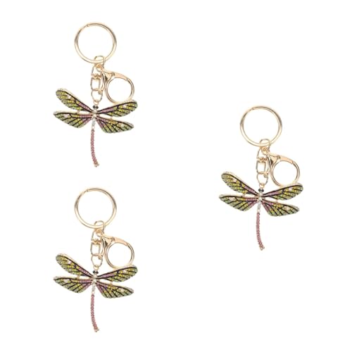 WRITWAA 3 Stück Grüne Libelle Schlüsselanhänger Metall Strass Libelle Taschenanhänger Geldbörsenanhänger für Handtaschen Ideales für Frauen von WRITWAA