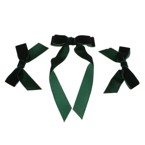 WRITWAA 3 Stück Haarnadel Aus Samt Lange Bögen Schwarzer Bogen Hochzeit Spitze Mädchen Haarschleife Aus Satin Schleife Haarspange Styling Haarschleifen Clip Samtschleifen Stoff Green von WRITWAA