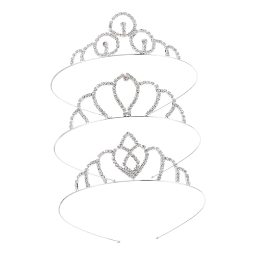 WRITWAA 3stücke Strass-stirnband Tiara-krone Glitzer-haarband Für Hochzeit Brautkopfschmuck Verlobung Kopfschmuck Strass Herz Stirnband Hochzeitskrone Strass-kopfbedeckung von WRITWAA