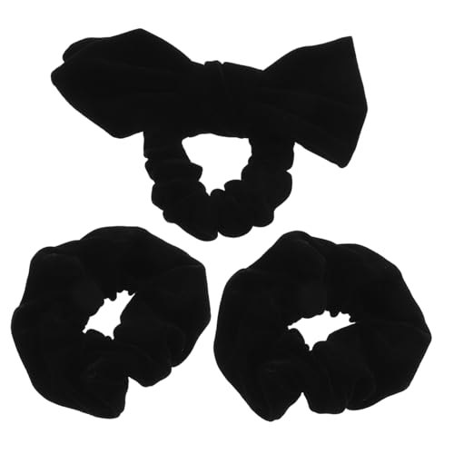WRITWAA 3 Stück Krawatte Mädchen Haarschleife Haarband Scunchies Mit Bogen Haarzubehör Schleife Haarseil Bogen Haargummis Mädchen Haarschmuck Bowknot -haarseile Schwarz Gummiband von WRITWAA