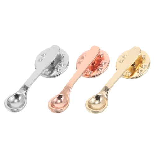 WRITWAA 3 Stück Kreative Kaffeelöffel Broschen aus Legierung Niedliche Anstecknadeln für Rucksäcke Kleidung und Taschen Vielseitiges Accessoire für Cafés Restaurants und Partys von WRITWAA