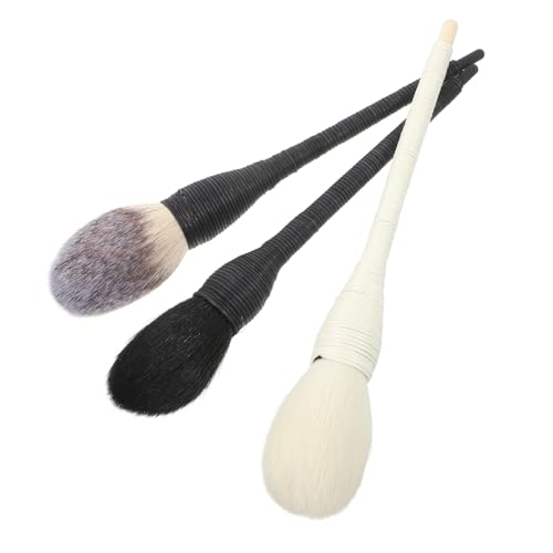WRITWAA 3stücke Kosmetikpinsel Mit Rattangriff Aus Wolle Und Nylon Für Make-up Puderpinsel Für Frau Und Dame Schminkpinsel Schminkwerkzeuge von WRITWAA