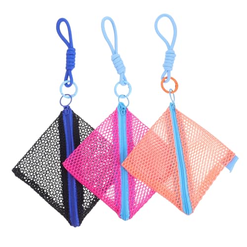 WRITWAA 3 Stück Mini Zipper Mesh Taschen Tragbarer Make-up Organizer mit Atmungsaktivem Tofu-mesh für Lippenstifte Kosmetik Kopfhörer Karten Münzen Reise Alltagsaufbewahrung von WRITWAA