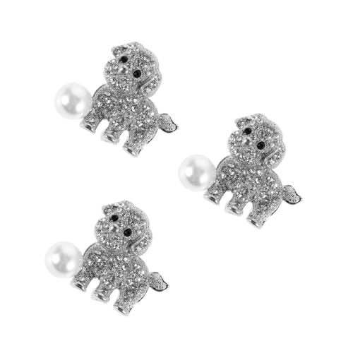 WRITWAA 3 Stück Modische Hundebrosche Aus Legierung Mit Strass Silberfarben Süße Anzugjacke Mantelbrosche Für Geschäftstreffen Hochzeiten Und Partys von WRITWAA