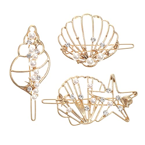 WRITWAA 3stücke Perlen Haarspangen Für Damen Aus Metalllegierung Haarklammer Mit Perlen Für Alltag Und Feiern Haarspange Muschelhaarspange Für Frauen Und Mädchen von WRITWAA