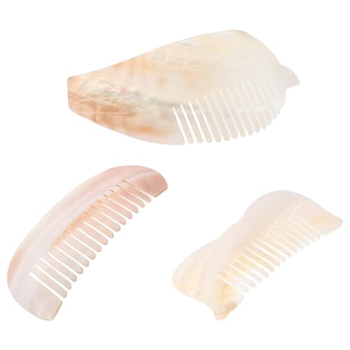 WRITWAA 3 Stück Natürliche Muschelkämme Breitzahn Reise Kamm für und Mädchen für Dickes Lockiges oder Welliges Haar mit Einzigartigen Designs Halbkreis Vogel Fisch von WRITWAA