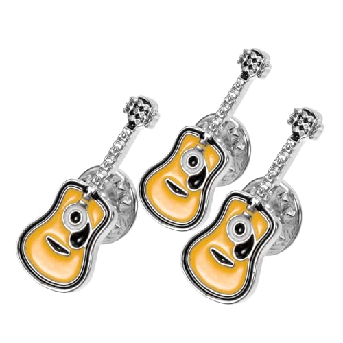 WRITWAA 3 Stück Retro Gitarren Anstecknadeln Punk Broschen aus Langlebigem Material Modische Glänzende Emaille Pins für Kleidung Taschen Rucksäcke und Accessoires von WRITWAA