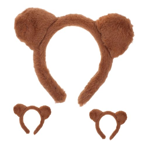 WRITWAA 3stücke Bären Stirnband Mit Braun Ohren Für Damen Party Cosplay Accessoire Aus Plüsch Band Haarreifen Kostüm Zubehör von WRITWAA