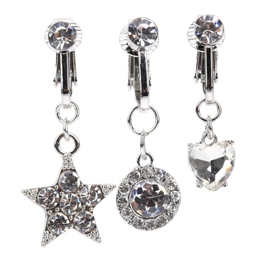 WRITWAA 3 Stück Teiliges Clip Bauchnabelpiercing frei von Stechen Zirkonia Schmuck mit Hängendem Design Eleganter Körperschmuck für Damen Cosplay Party und Fotoshooting von WRITWAA