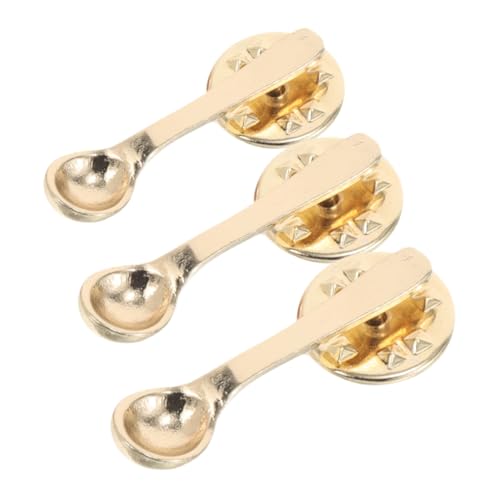 WRITWAA 3stücke Süße Metall Kaffeelöffel Brosche Krawattenpin Herren Damen Pullovernadel Kaffee Accessoires Für Kleidung Taschen Rucksäcke Dekoration von WRITWAA