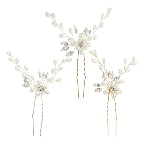 WRITWAA 3 Stück Teiliges Perlen Haarspangen U Form für Hochzeiten Brautschmuck mit Haaraccessoire für Braut Brautjungfern und Festlichkeiten von WRITWAA