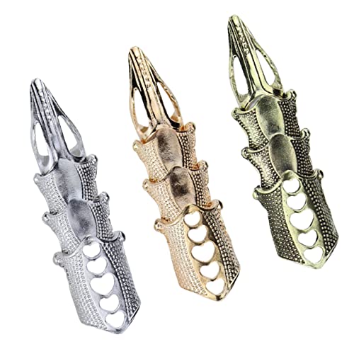 WRITWAA 3 Stück Teiliges Retro Fingergelenk Ring Flexibler Verstellbarer Knöchelring Damen Punk Metall Schmuck Gold Silber Antikbronze für Vielseitige Outfits von WRITWAA