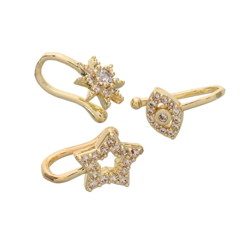 WRITWAA 3 Stück Teiliges Stern Nasenring U förmig Kupfer Nicht piercing Komfortable Nasenstecker Damen Stilvoll Minimalistisch Schmuck für Alltag und Besondere Anlässe von WRITWAA