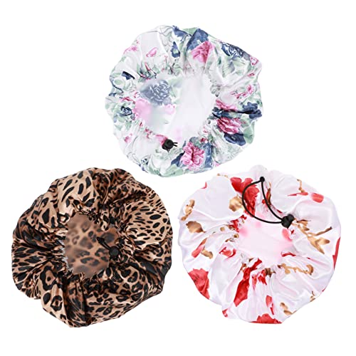 WRITWAA 3 Stück Teiliges Wasserdichte Duschhaube für Damen Verstellbare Satin für Duschen Färben für Spa Besuch Verschiedenen Farben Erhältlich von WRITWAA