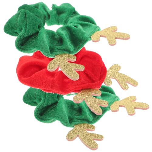 WRITWAA 3 Stück Teiliges Weiche Elastische Haargummis mit Weihnachtlichem Elch Komfortable Haarbänder für Damen und Mädchen Festlicher Haarschmuck für Weihnachten Party Zufällige Farbe von WRITWAA