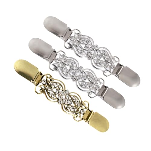 WRITWAA 3 Stück Vintage Broschenclip für Damen Antirutsch Kleider und Schalverschluss Metallische Wrap Clips für Cardigans Pullover und Umhänge für Formelle Anlässe und Alltagsmode von WRITWAA