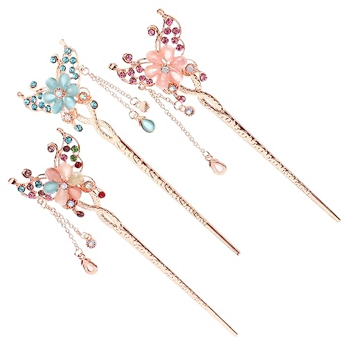 WRITWAA 3 Stück Vintage Haarnadel Kopfschmuck Brötchen Essstäbchen goldenes Haar Sie formen Haarnadeln chinesische haarnadel haar spangen Frauen Haarnadel Haarschmuck für Frauen Legierung von WRITWAA
