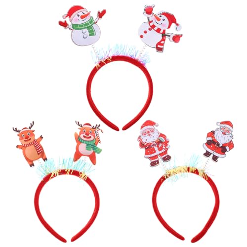 WRITWAA 3 Stück Weihnachts-Stirnbänder, Rentier, Schneemann, Weihnachtsmann, Stirnband, Kostüm, Haarbänder für Weihnachtsfeiern, Gastgeschenke, Dekoration, Zubehör, Geschenke, Fotoautomaten von WRITWAA