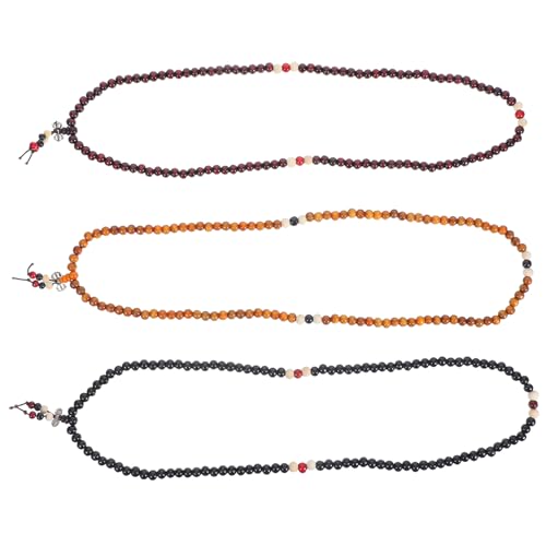 WRITWAA 3 Stück buddhistische Gebetsperlen: 8 mm großes Holzarmband mit 108 Perlen – mehrschichtiges Holzarmband für Gebetsmeditation und den täglichen Gebrauch von WRITWAA